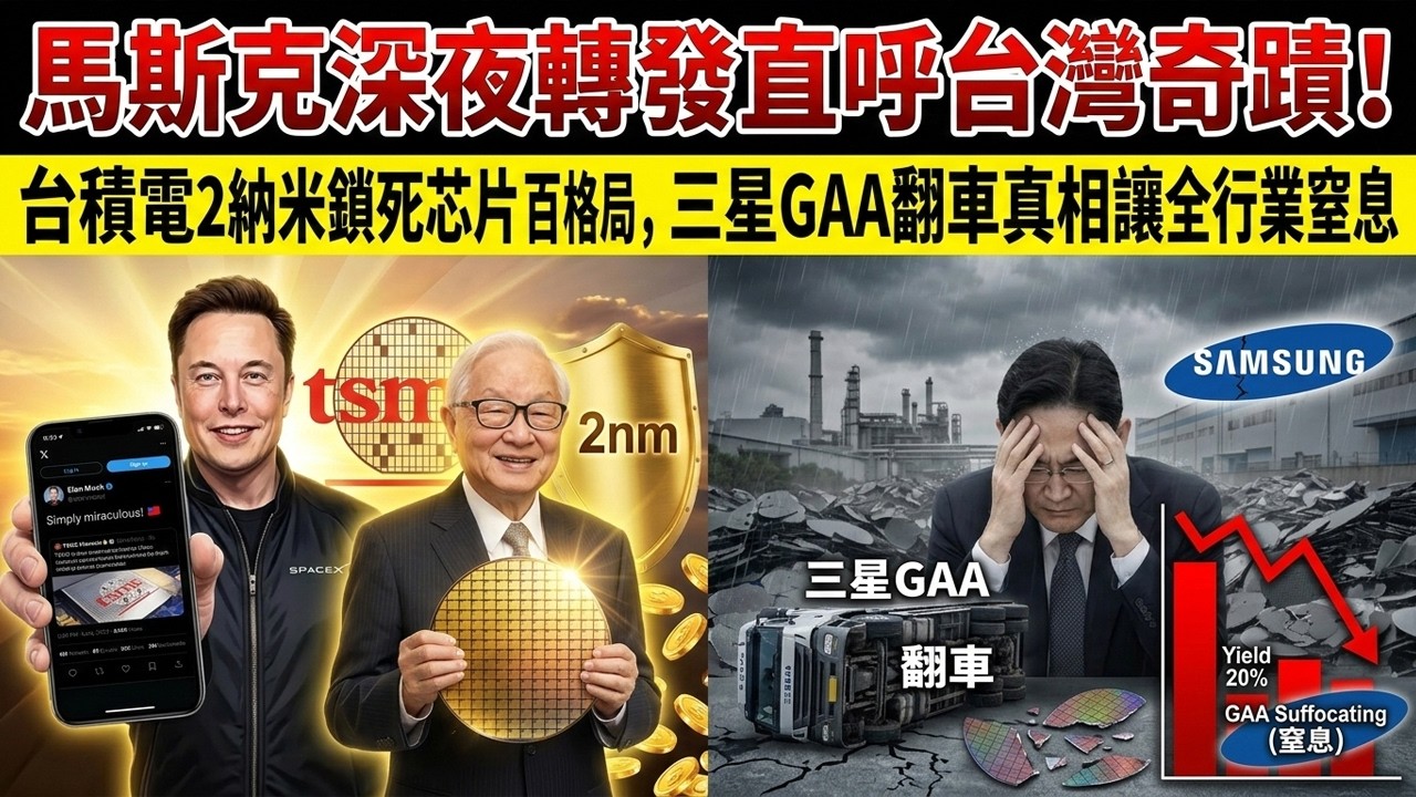 馬斯克深夜轉發直呼台灣奇蹟！台積電2納米鎖死芯片百年格局，三星GAA翻車真相讓全行業窒息 #台積電 #2納米芯片 #半導體行業 #芯片製造 #先進制程 #晶圓代工 #三星半導體 #英偉達 #黃仁勛