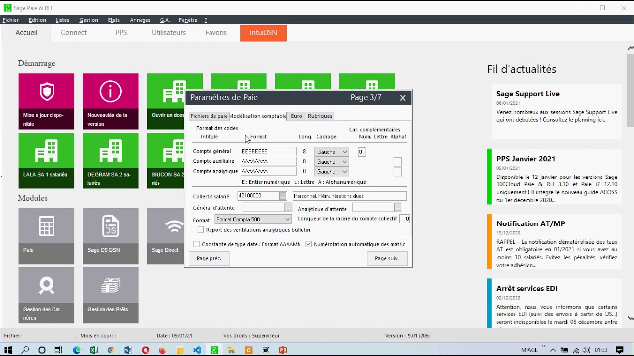 CHAPITRE 1 FORMATION SAGE PAIE & RH  5 PARAMETRAGE D'UN FICHIER DE SAGE PAIE & RH I7