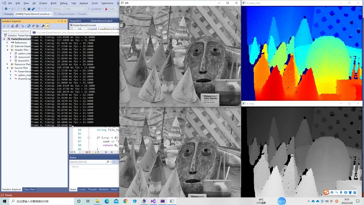 Stereo matching using SGM with CUDA - Cone