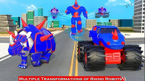 Rhino Robot Monster Truck Transform Robot Games Grand Adventure Games Helicopter Robot Game