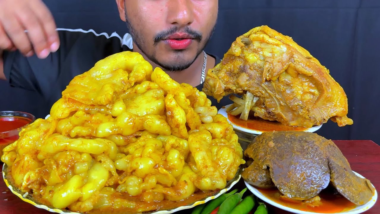 ASMR: Eating Most Fat Curry, Mutton Liver Curry, Fish Head Curry with Rice || Eat with SUMON
