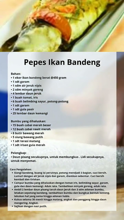 Resep Pepes Ikan Bandeng #shorts #resepmasakan #pepesikan #ikanbandeng