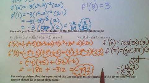 11.1 NOTES Slope and Equation of a Tangent Line Part 1 Video (1-6)