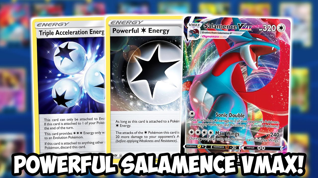 New Powerful Salamence VMAX! Powerful Energy & Triple Energy Combo!  Darkness Ablaze PTCGO