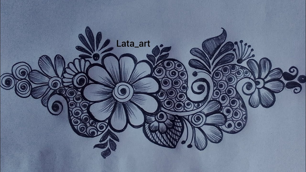 Beautiful pencil drawing mehndi design / mehndi design with pencil / Arabic mehndi design 