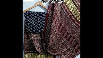 Ajrakh Handblock Printed Natural Dyed Top & Dupatta with Lagdi Patta 9804594021 #ajrakh #ajrak
