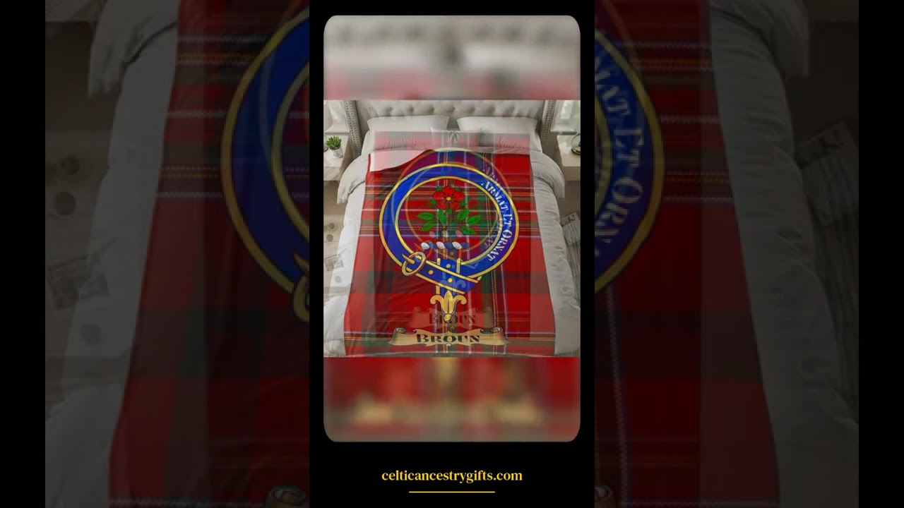 Broun Clan Crest Scottish Tartan Blanket
