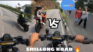 sunday ride😍/shillong road🔥wheelie on shillong road❤cute girl reaction 😻#youtube #explore #shillong