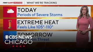 Extreme heat, periods of severe storms Monday in Chicago