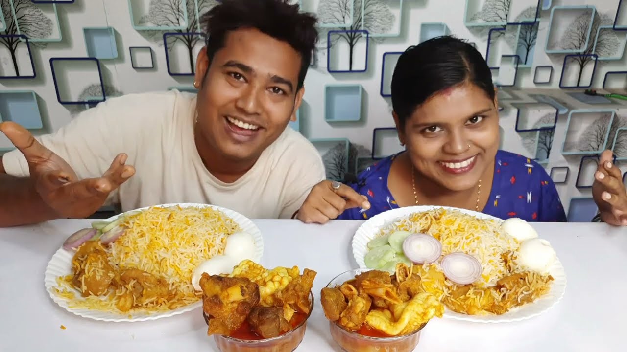 homemade mutton biryani and mutton curry eating challenge