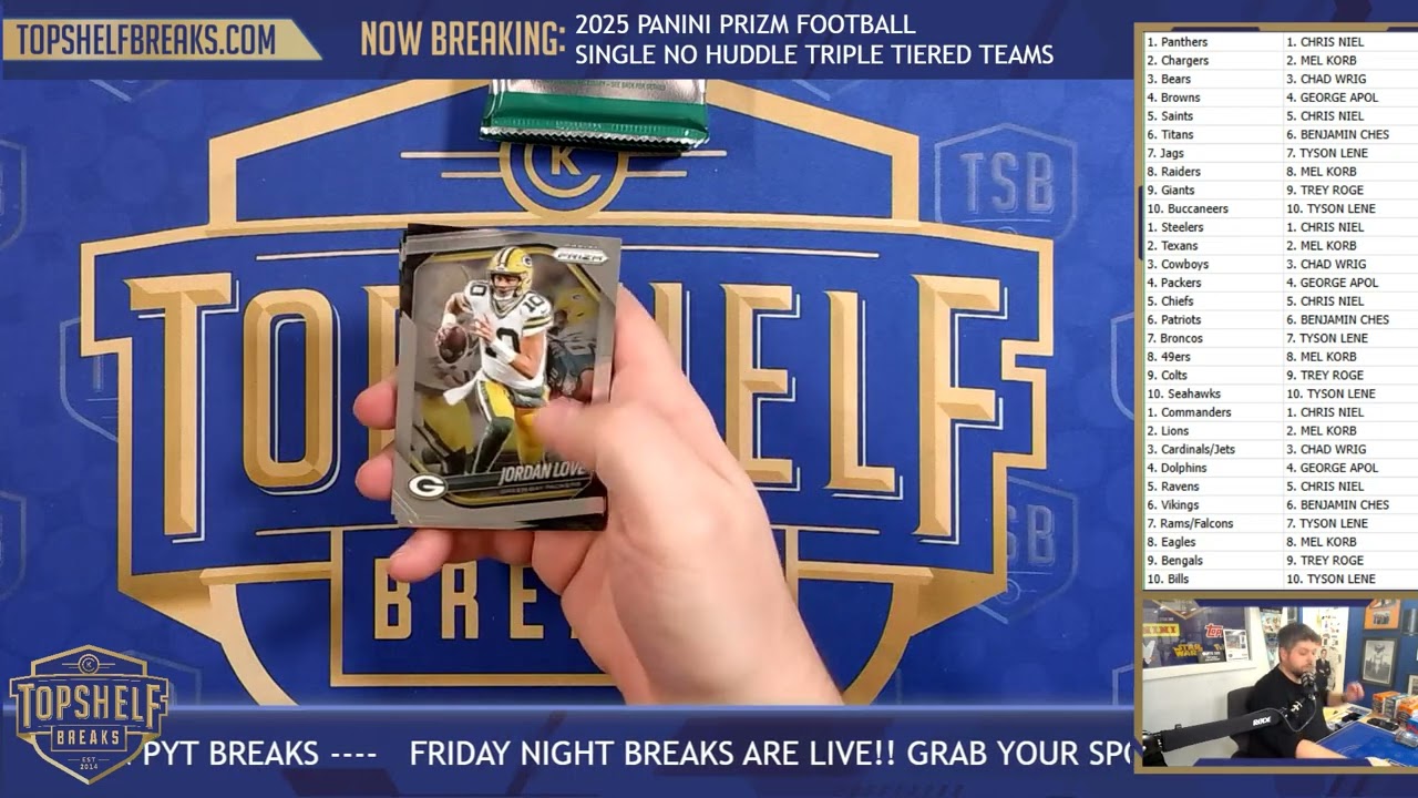 2025 Panini Prizm Football Single No Huddle Box Triple Tiered Teams | Top Shelf Breaks | 3/6/26