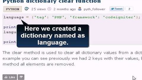 PYTHON Tutorial : Python dictionary clear function