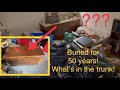 what&#39;s in the trunk? Buried in a hoarded basement for 70 years! what&#39;s inside?!?
