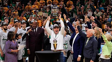 The Boston Celtics Receive The Bob Cousy Trophy As The NBA Eastern Conference Champions!🏆