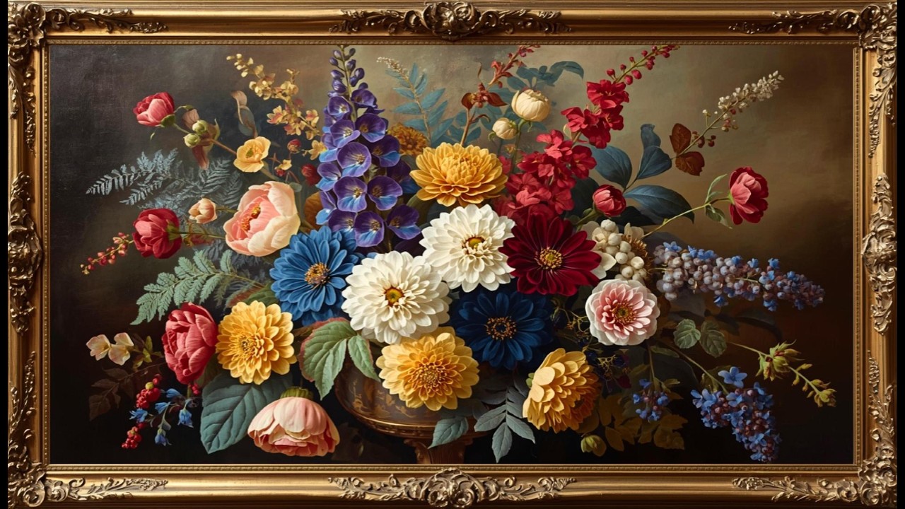 Vintage Fragrant Bliss Mood Wallpaper Background | Ultra HD 4K | Framed Original Digital Art