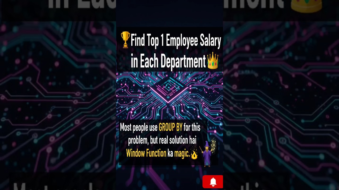 "Top Salary in Each Department | SQL Window Function Trick | SQL Interview Question" 
