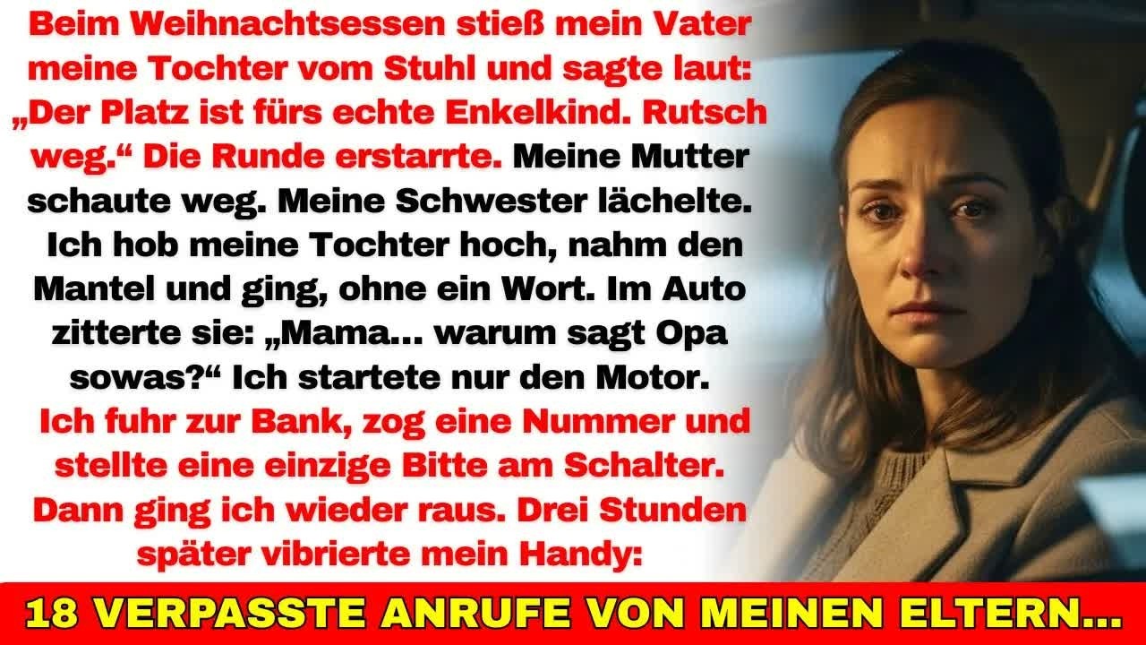 An Heiligabend stieß mein Vater meine Tochter vom Stuhl—„Der Platz ist fürs echte Enkelkind“…