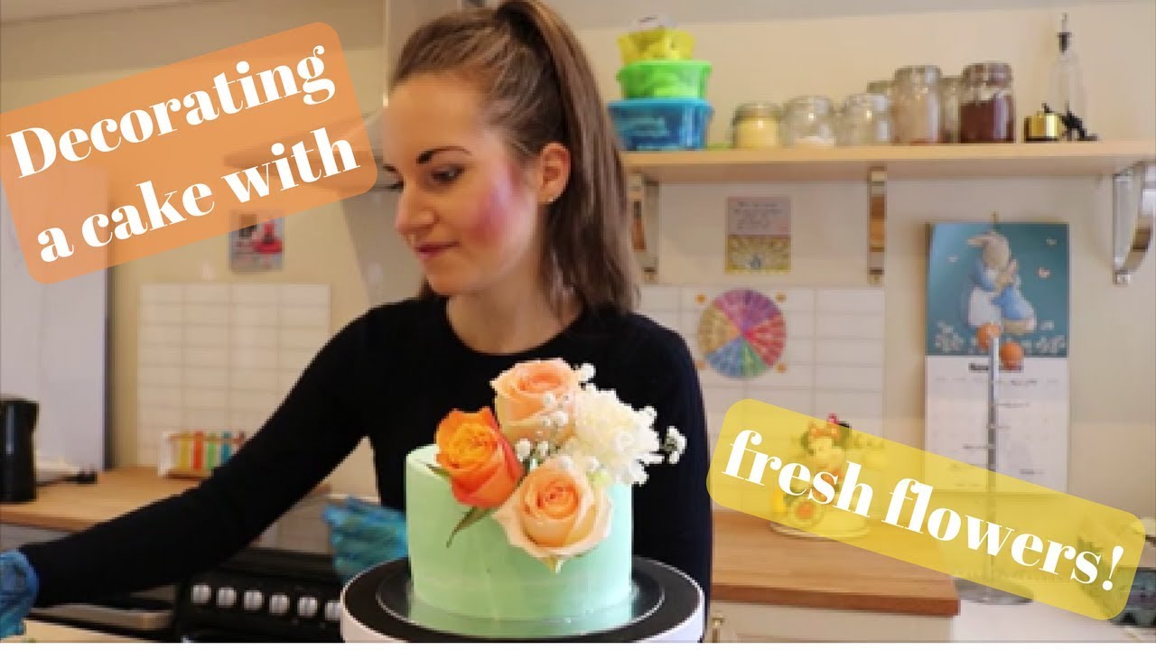 How To Decorate A Cake With Fresh Flowers Youtube