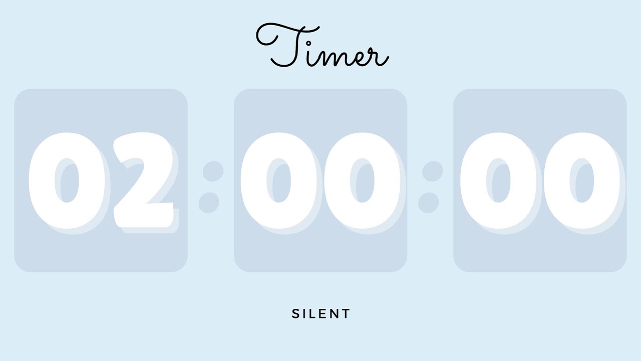 ️ 2 Hours Silent Timer with Cute Ending Alarm | Pastel Blue Timer - YouTube