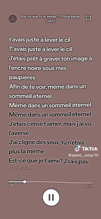 ' est ce que tu m'aime ?' gims speed up