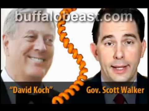 Part 1: The Buffalo BEAST's Ian Murphy calls Wisconsin Gov. Scott Walker, posing as ultra-conservative billionaire David Koch, and they casually discuss crushing all public unions. RSN Special Coverage: GOP's War on American Labor Reader Supported News Some call it labor's swan song, others call it labor's wake-up call. Right now it's a grassfire spreading across the upper Midwest, and RSN is staying on it. readersupportednews.org