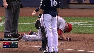CIN@MIL: Cozart gets hit-by-pitch to load the bases