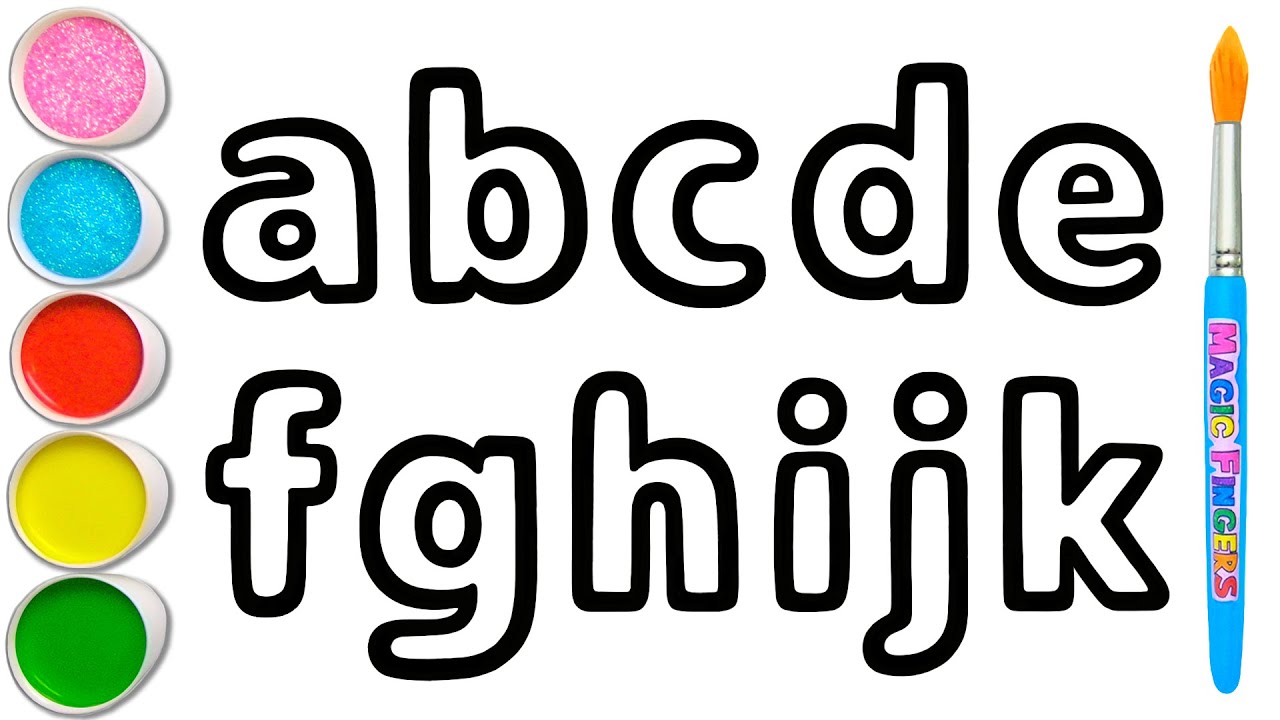 Alfabet Bahasa Inggris dalam Huruf Kecil Menggambar Mewarnai untuk Anak, Balita | Belajar Huruf 