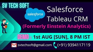 Salesforce Tableau CRM(formerly Einstein Analytics) Demo - 01-August-2021 screenshot 2