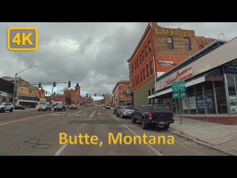 Driving in Downtown Butte, Montana - 4K60fps