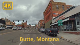 Driving in Downtown Butte, Montana  4K60fps