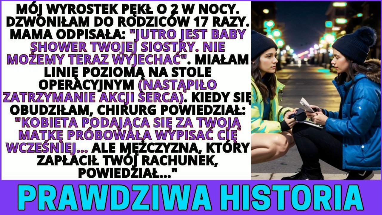 Zadzwoniłam do mamy siedemnaście razy, leżąc na podłodze w kuchni i czując, jak pękający wyrostek rozlewa we mnie śmierć. W końcu odpisała: „Przestań wydzwaniać, jest środek nocy. Jutro jest baby...