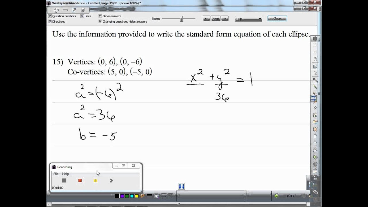 use the information provided to write the standard form equation of use the information provided to write the standard form equation of each circle