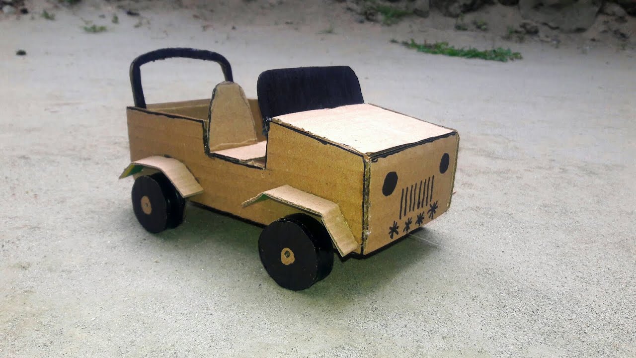 How to make jeep from cardboard Cardboard jeep very simple Amazing