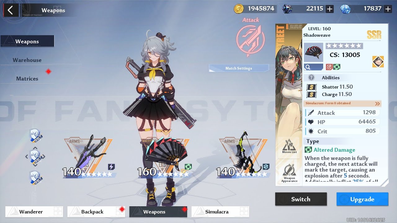 Tower of Fantasy Crow Tsubasa Lin comp. FCH dmg 100m !!