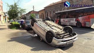 Accident masina rasturnata Dej strada Avram Iancu