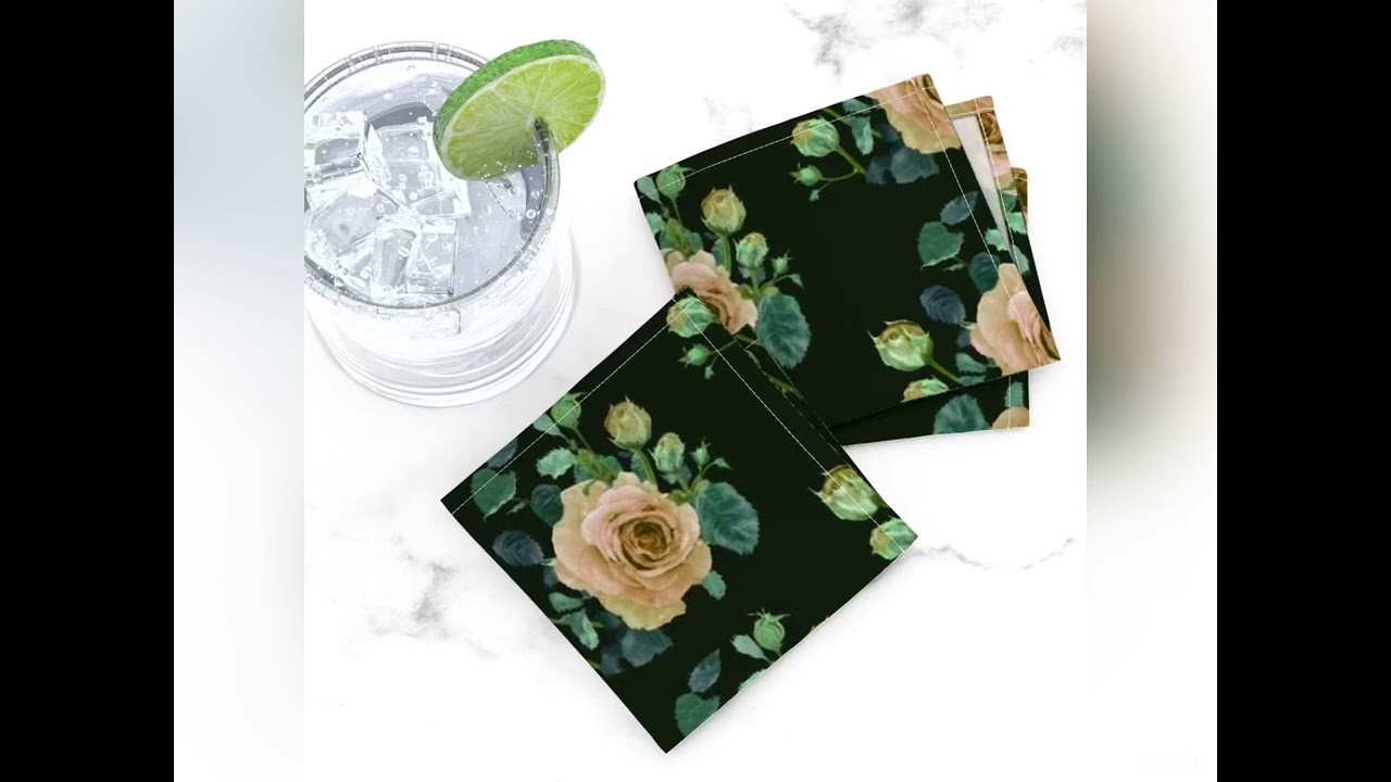 Spoonflower - Napkins in Cream Tan Half-drop Rose Design.   7 December 2025