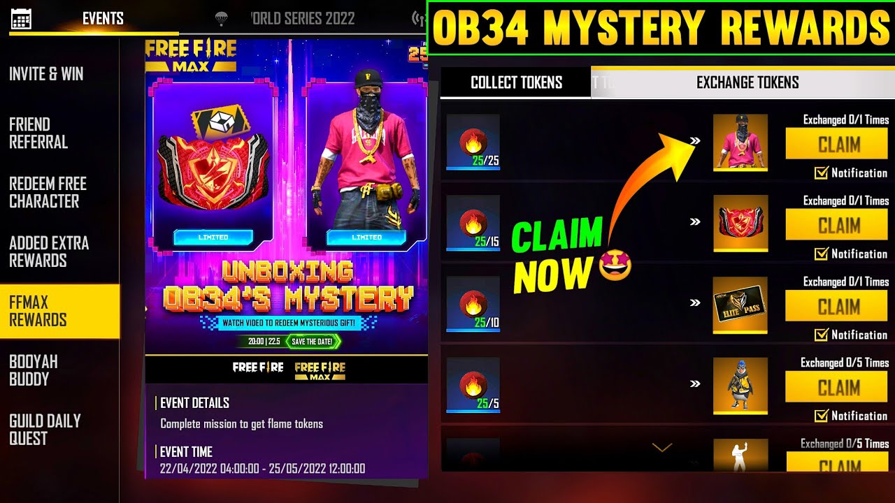 FREE FIRE NEW EVENT | 24 MAY NEW EVENT | OB34 MYSTERY REWARDS FREE FIRE | FF NEW EVENT