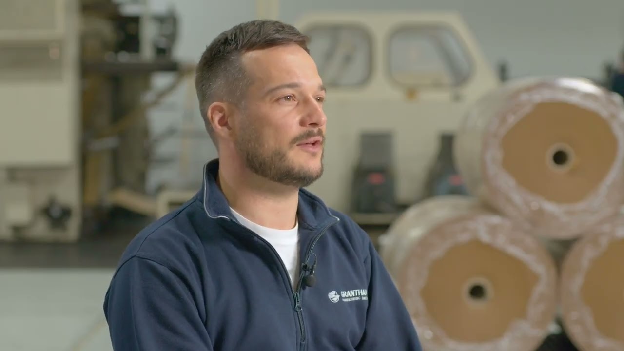 Video thumbnail: Inside Grantham Manufacturing — UK paper converting, BRCGS-certified, built on sustainability