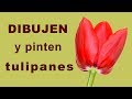 Dibujen y pinte tulipanes