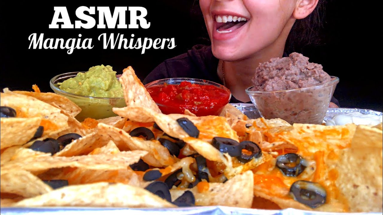 ASMR | EATING CHEESY LOADED NACHOS!  MUKBANG (WHISPER) | MANGIA WHISPERS 먹방