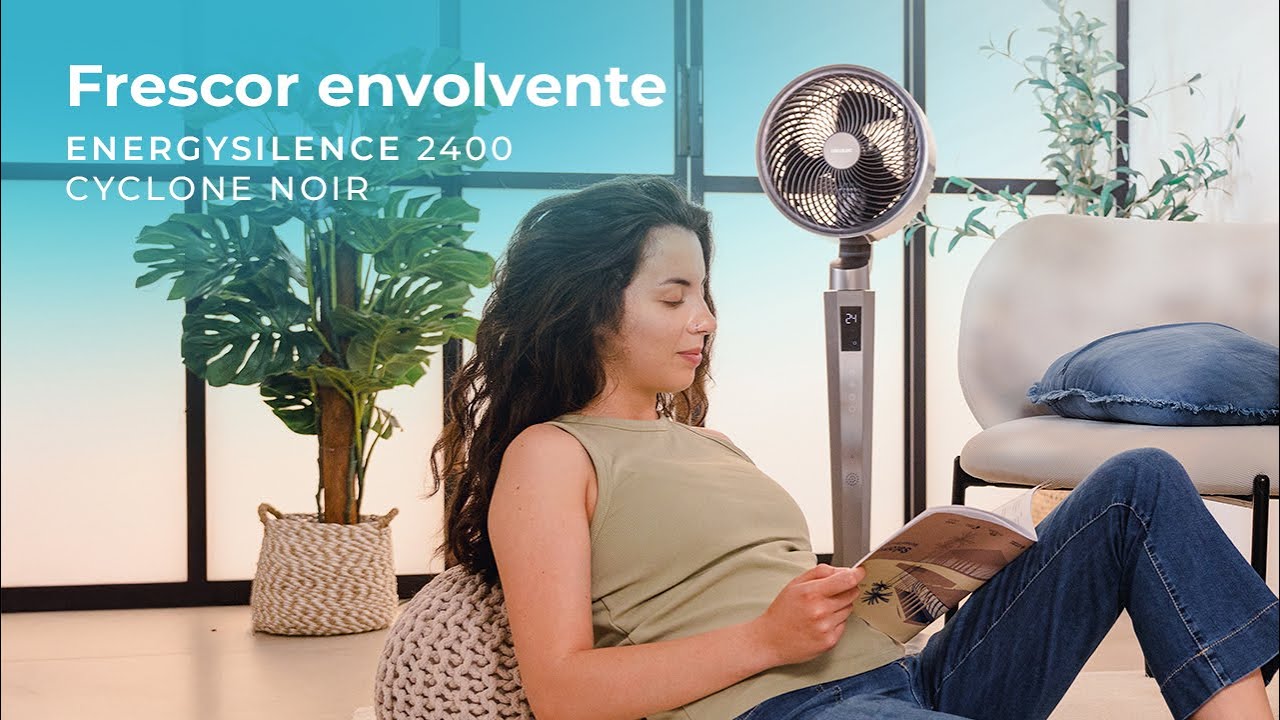 Circulador de Ar de P&eacute; EnergySilence 2400 Cyclone Noir, 40W, motor DC, 24 Velocidades, Oscila&ccedil;&atilde;o