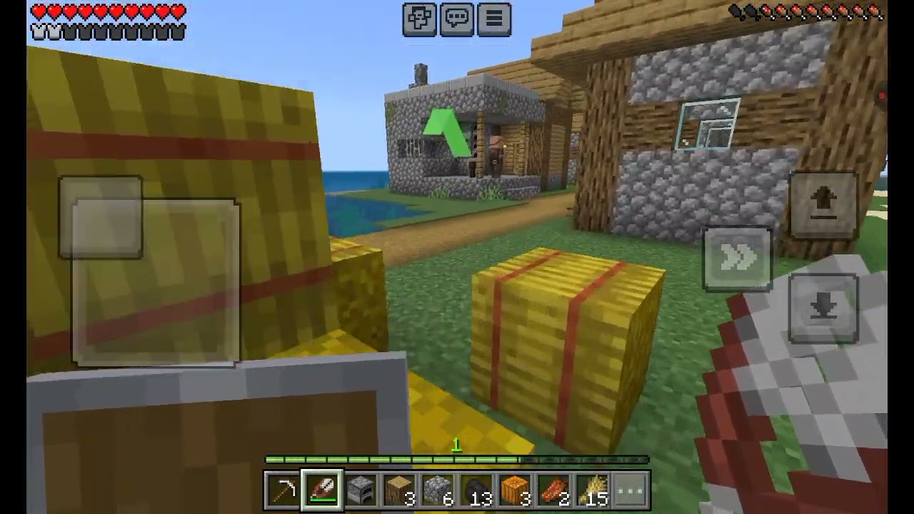 Minecraft game play in village video 