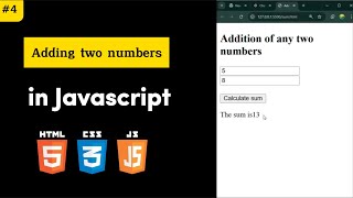 Adding two number in Javascript | how to add numbers using html and javascript | Codz learners Wealth