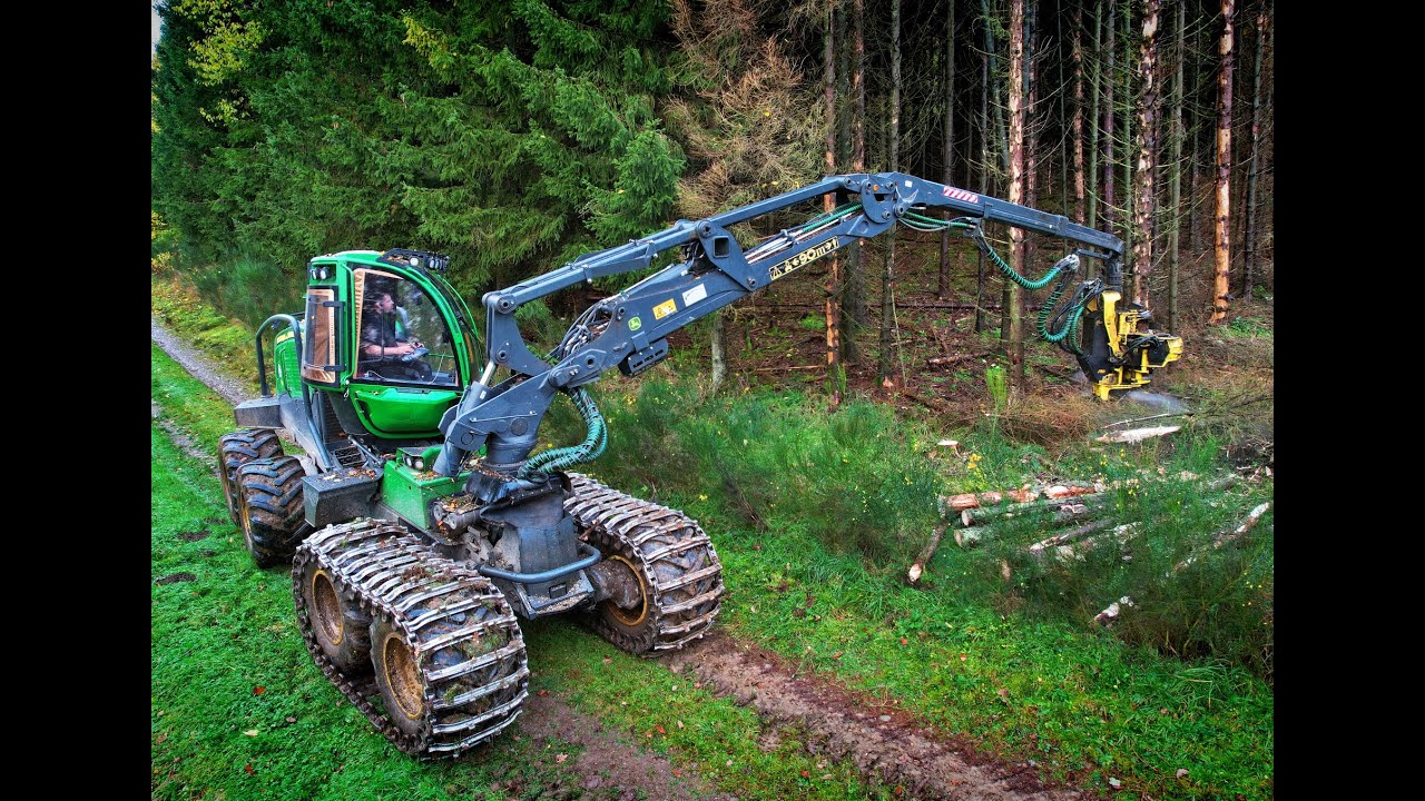 🌲4K|*DEERE in forest* • John Deere 1270G • CabView • Forstbetrieb Klotz • Harvester in Action🌲
