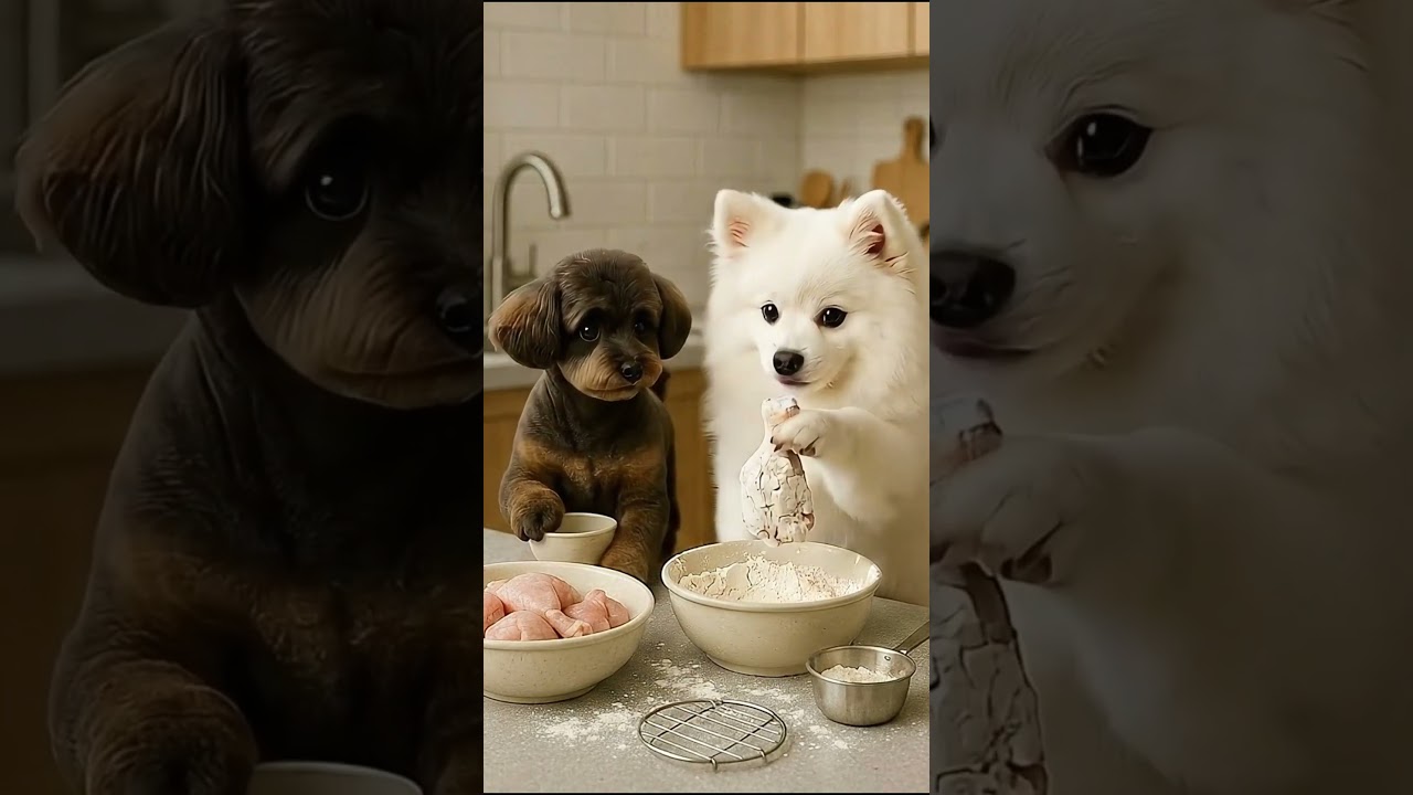 Two Pups, One Chicken Feast!