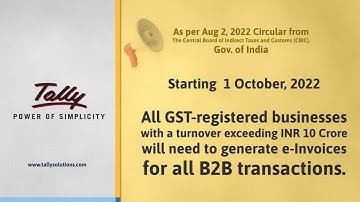 E-Invoicing in TallyPrime | CBIC Update 2022 | TallyPrime Explainers