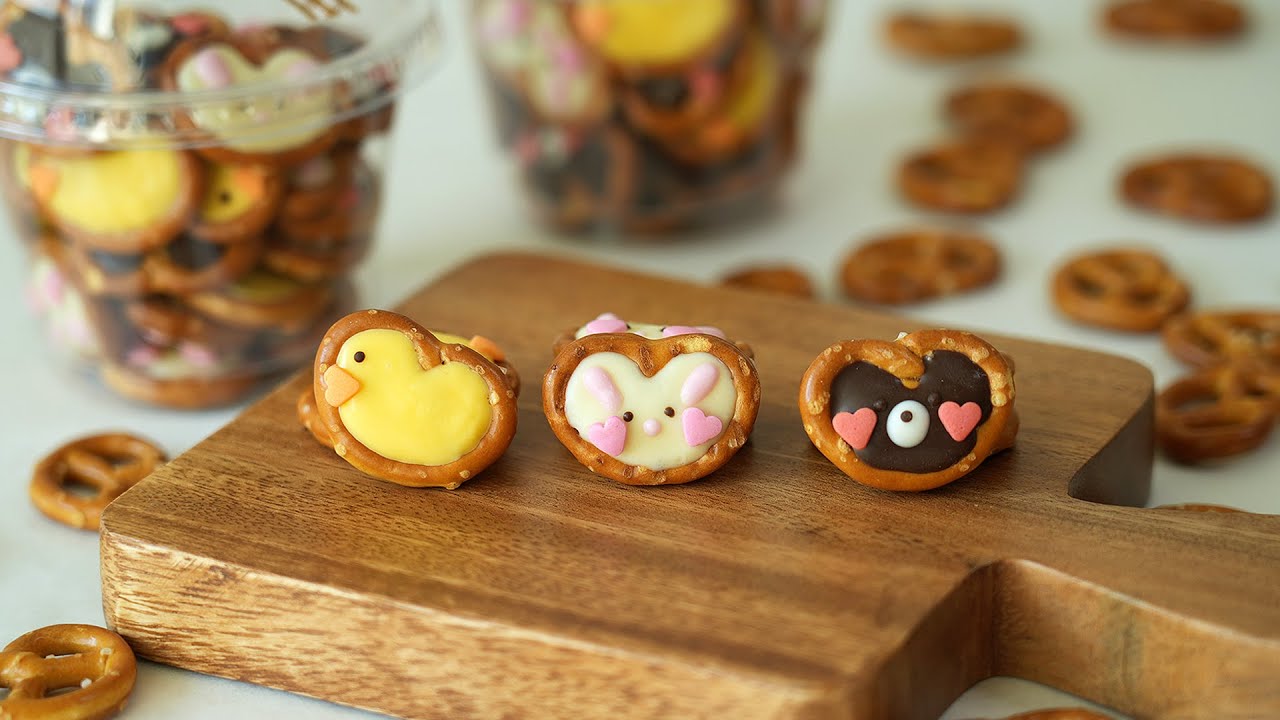 다이소 재료로 센스만점 초코 프레첼 만들기🥨💖|프레첼 초콜릿