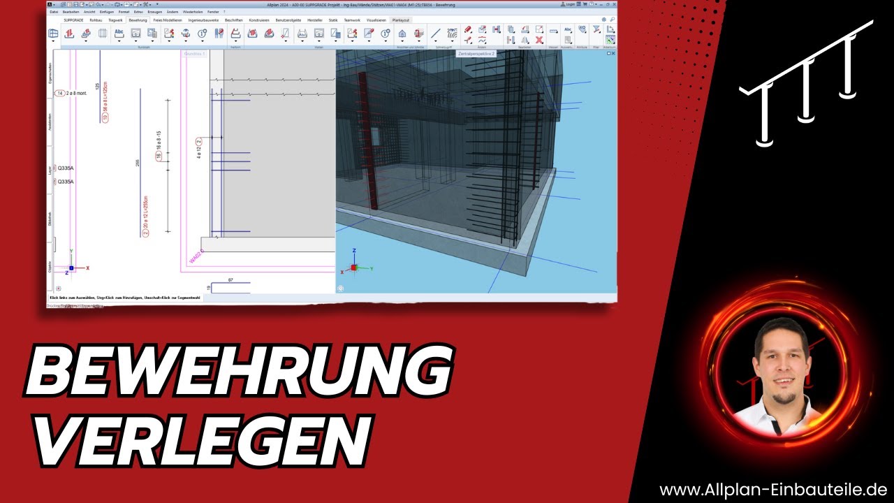 Bewehrung Stabform Verlegung in Allplan - YouTube