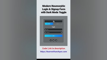 Modern Neumorphic Login & Signup Form with Dark Mode Toggle | HTML CSS JS  #Neumorphism #LoginUI