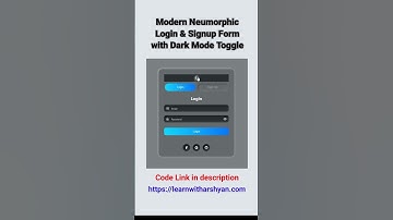 Modern Neumorphic Login & Signup Form with Dark Mode Toggle | HTML CSS JS  #Neumorphism #LoginUI